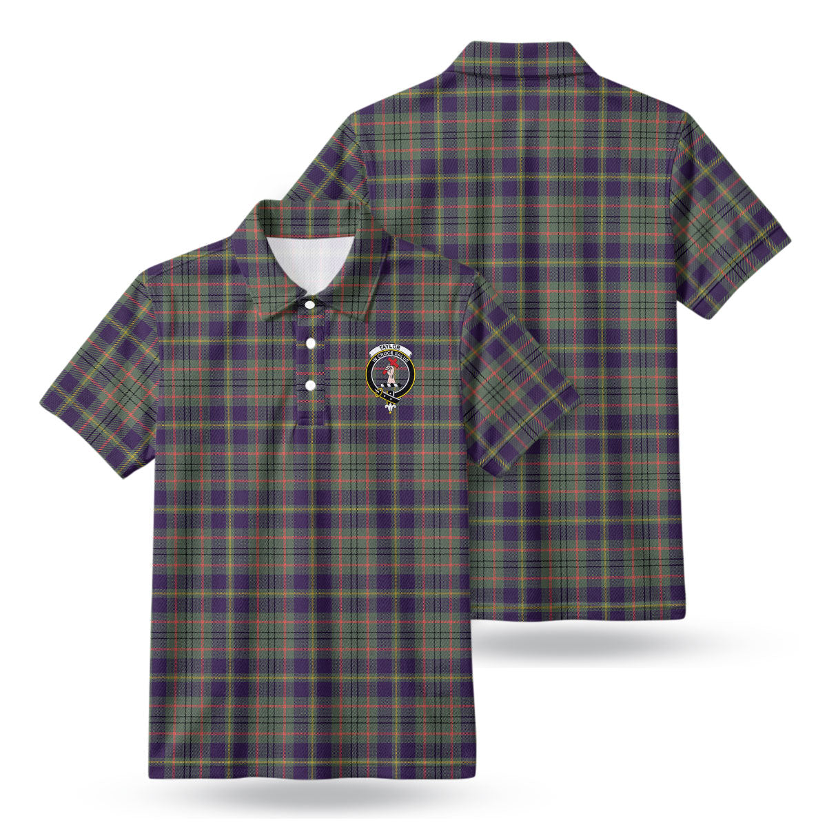 Taylor Weathered Tartan Crest Birdseye Mesh Polo Shirt