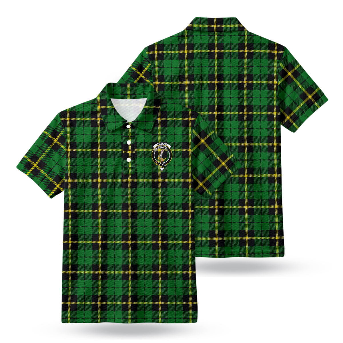 Wallace Hunting Modern Tartan Crest Birdseye Mesh Polo Shirt