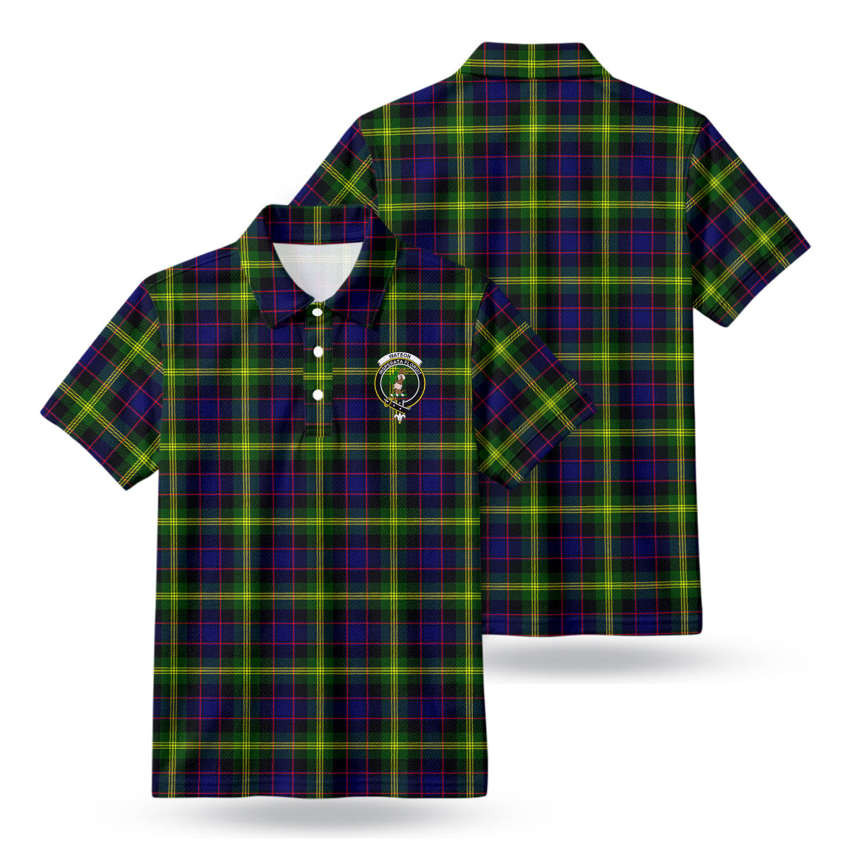 Watson Modern Tartan Crest Birdseye Mesh Polo Shirt