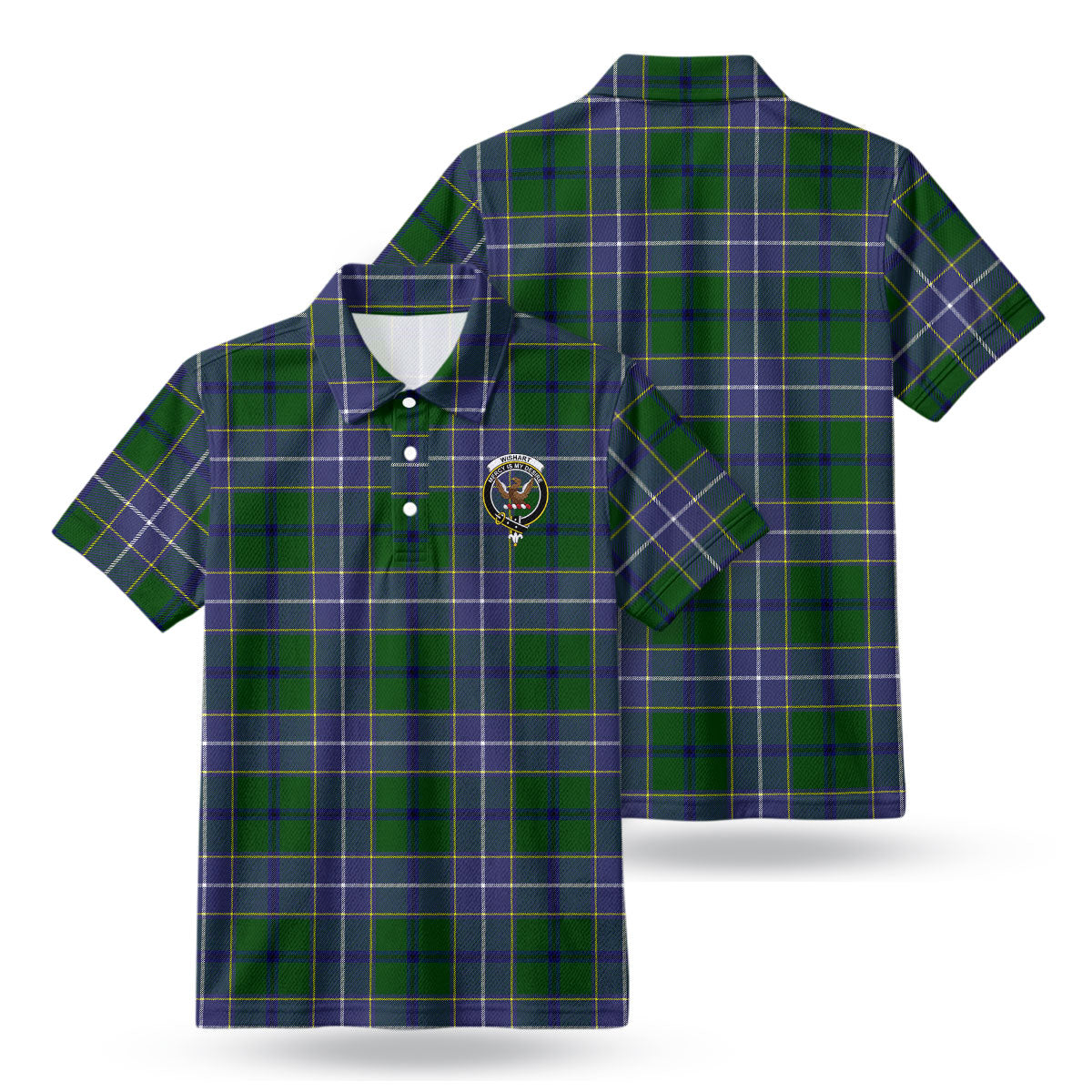 Wishart Hunting Tartan Crest Birdseye Mesh Polo Shirt
