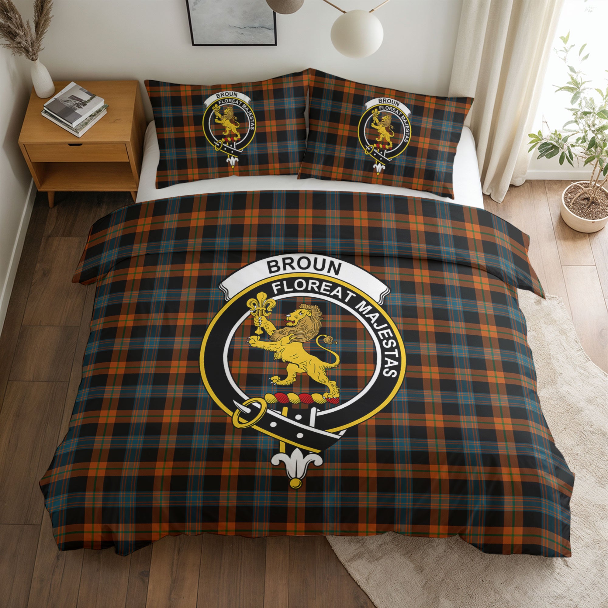 Broun Ancient Tartan Crest Bedding Set