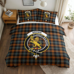 Brown Ancient Tartan Crest Bedding Set