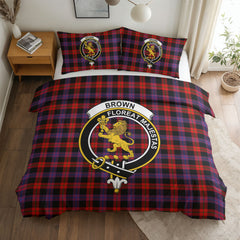 Brown Modern Tartan Crest Bedding Set