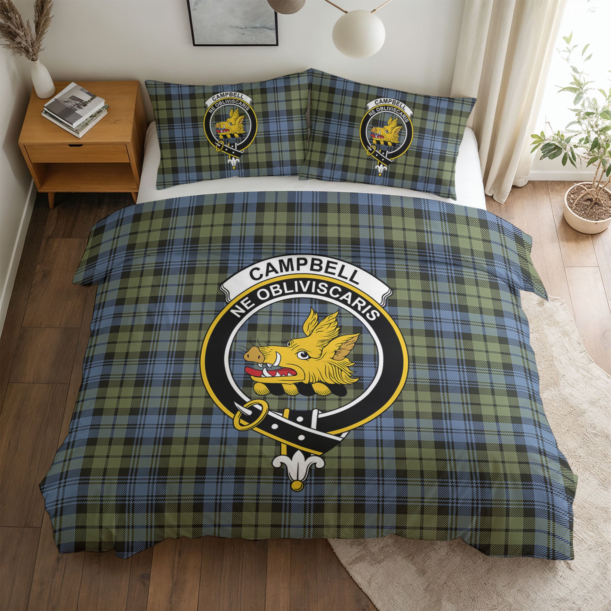 Campbell Faded Tartan Crest Bedding Set