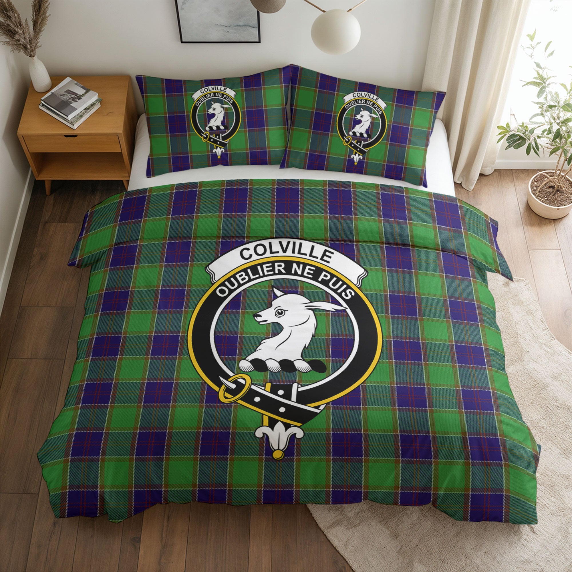 Colville Tartan Crest Bedding Set