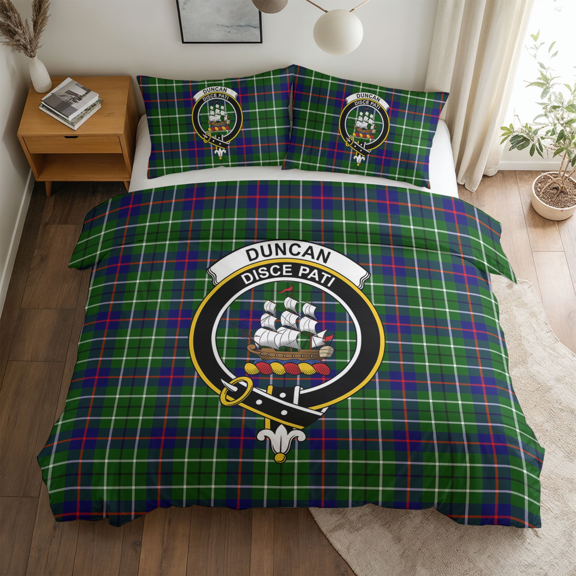 Duncan Modern Tartan Crest Bedding Set