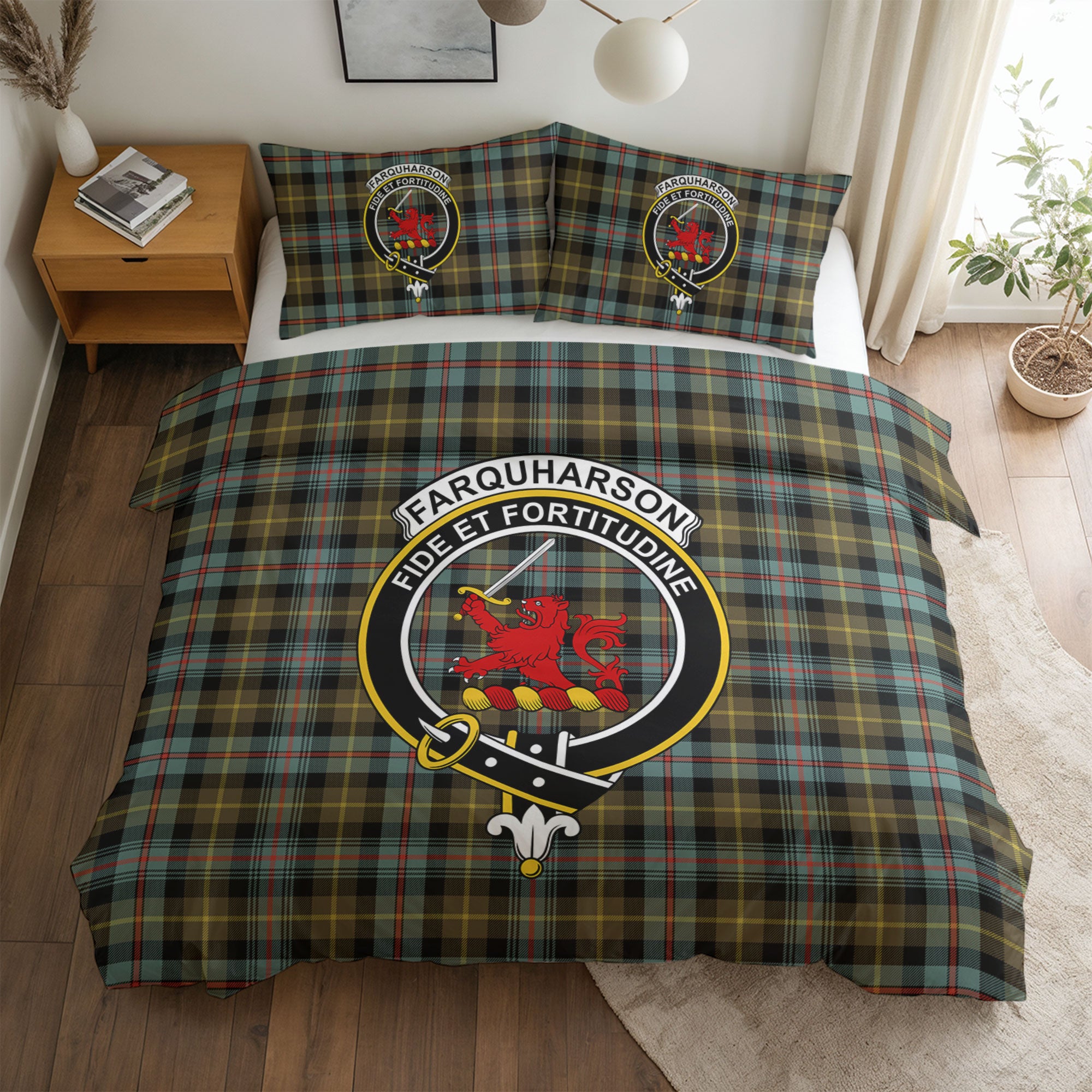 Farquharson Weathered Tartan Crest Bedding Set