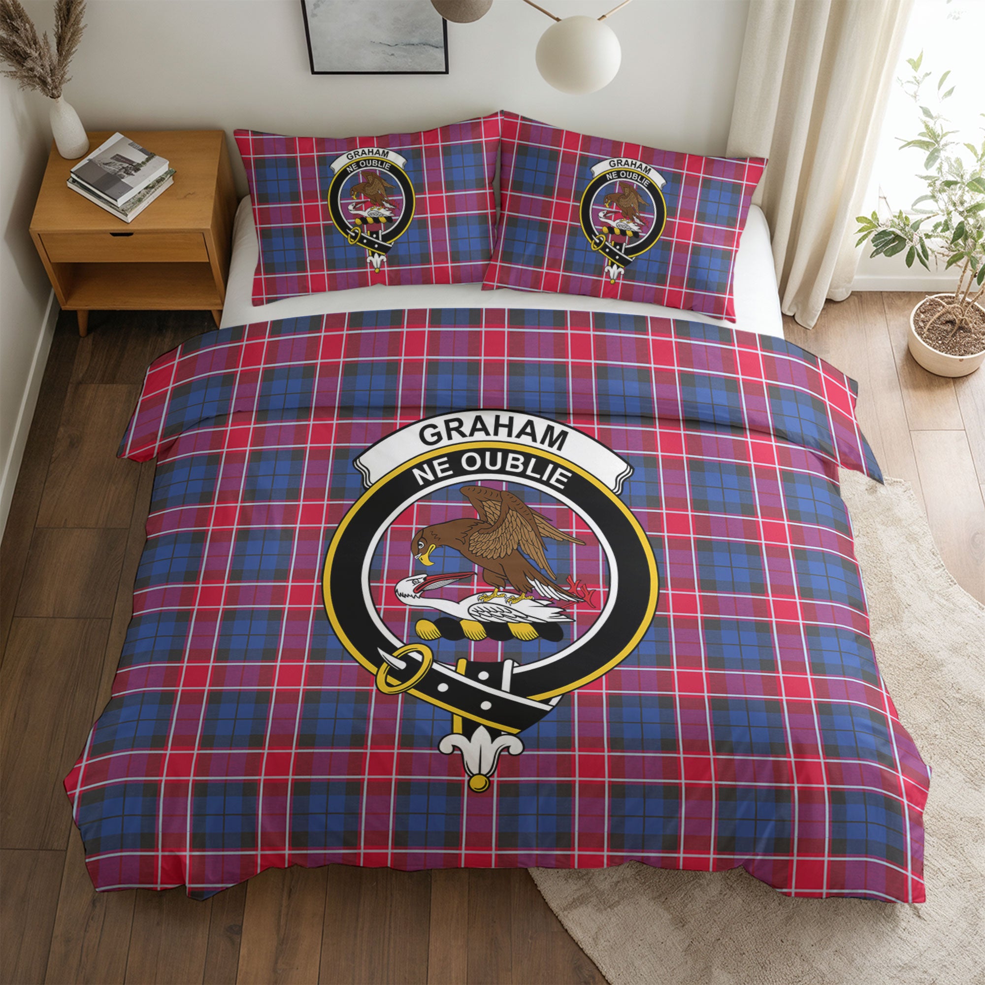 Graham of Menteith Red Tartan Crest Bedding Set