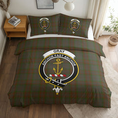 Gray Tartan Crest Bedding Set