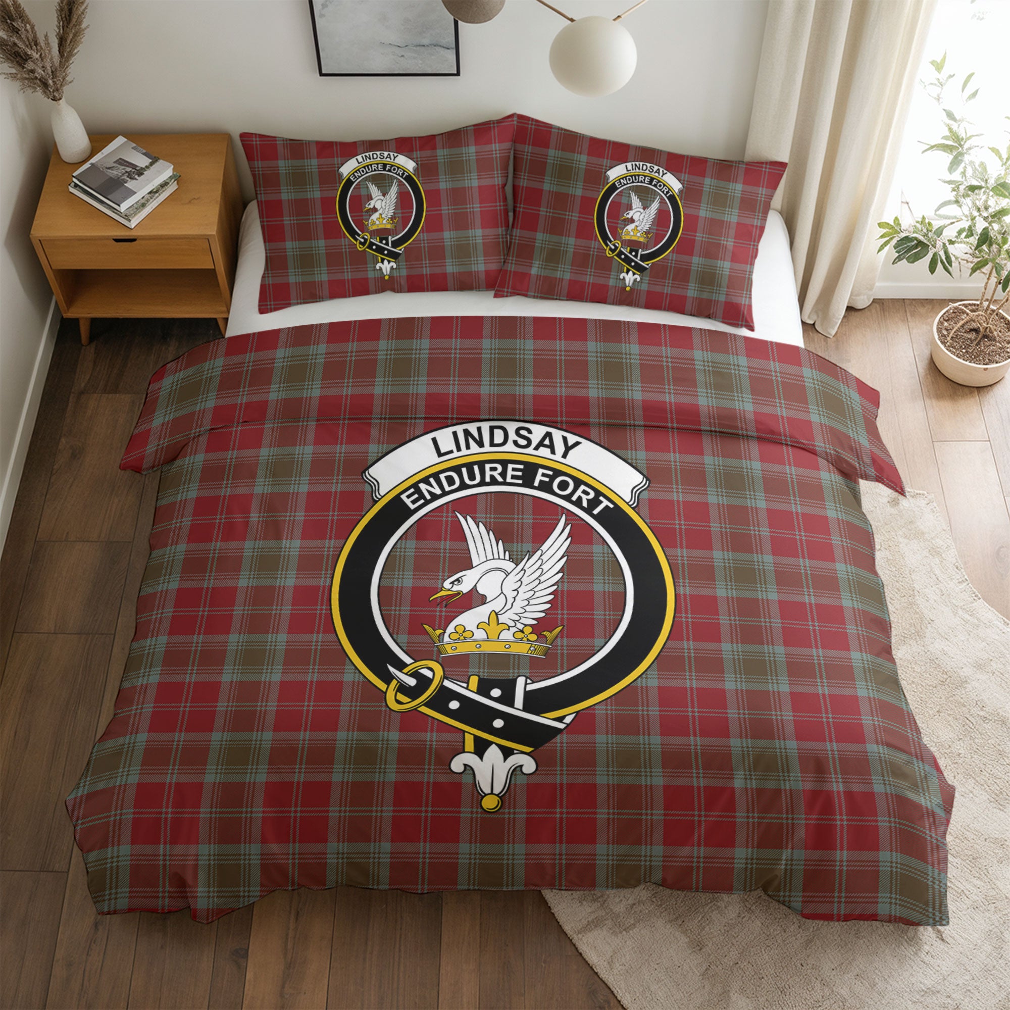 Lindsay Weathered Tartan Crest Bedding Set