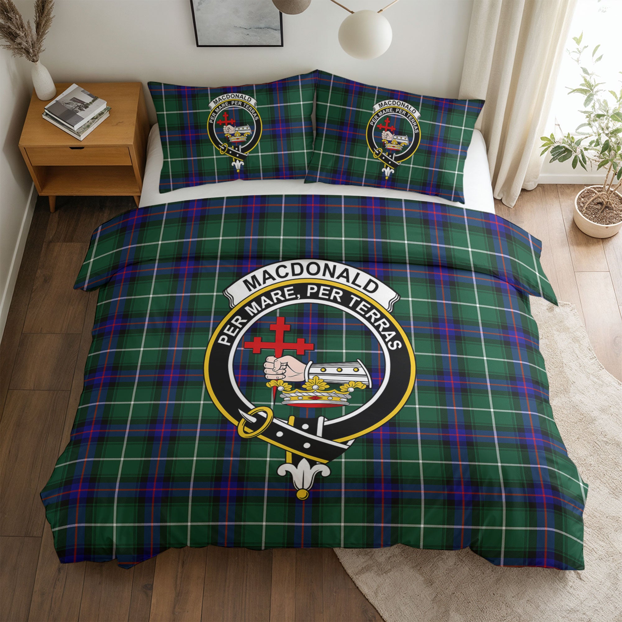 MacDonald of the Isles Hunting Modern Tartan Crest Bedding Set