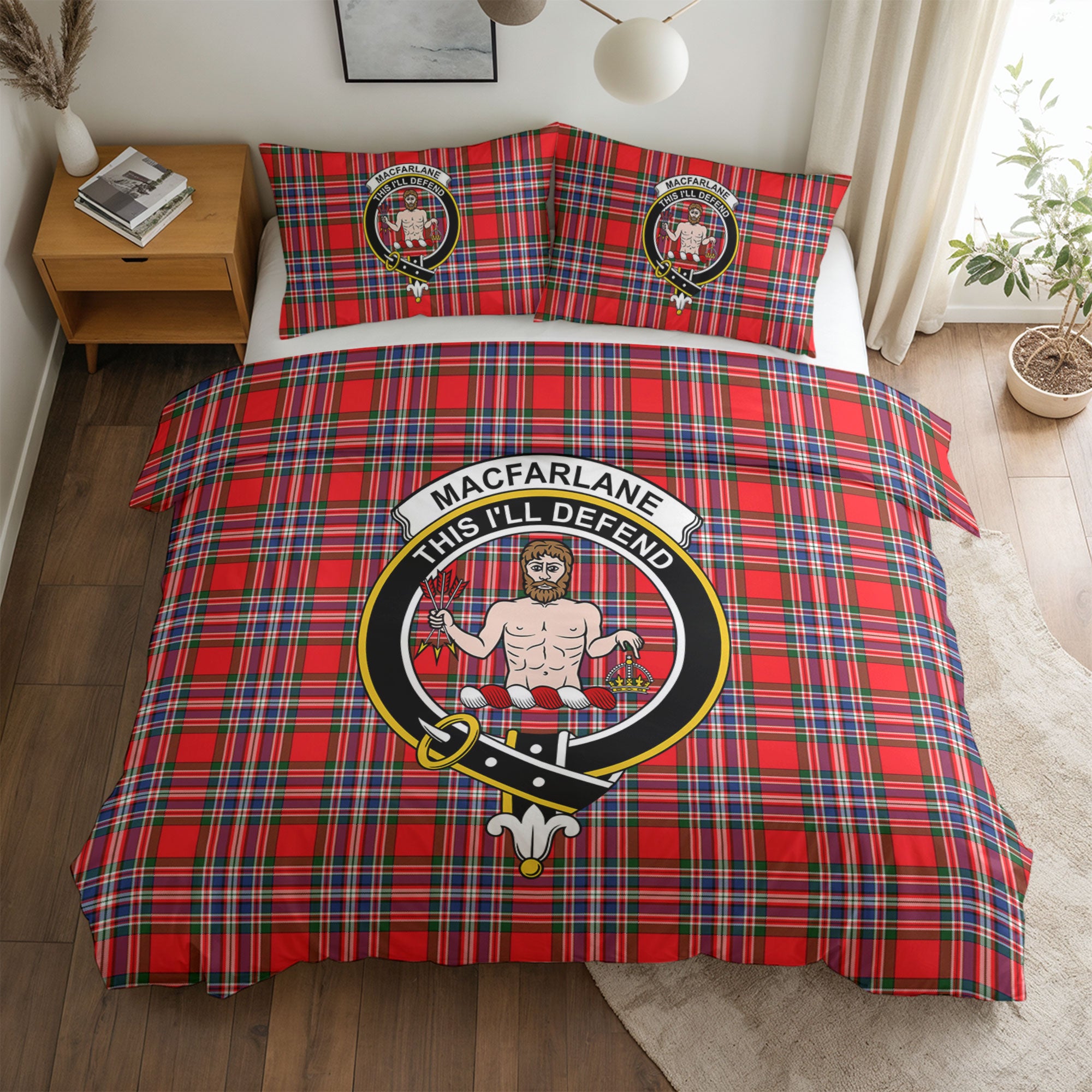MacFarlane Modern Tartan Crest Bedding Set