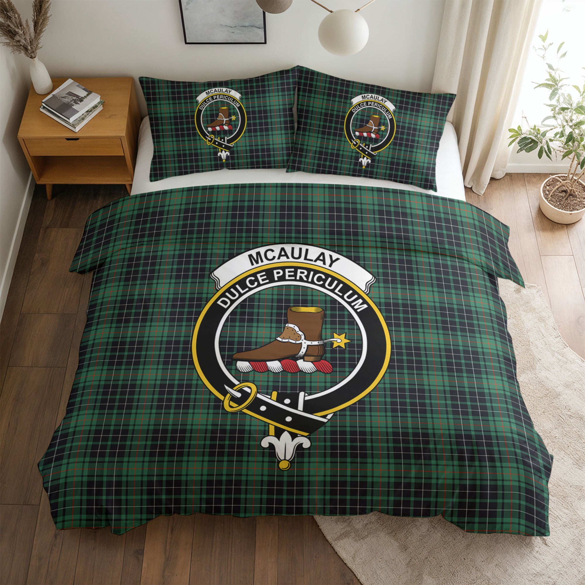 McAulay Hunting Ancient Tartan Crest Bedding Set