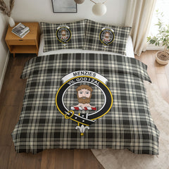 Menzies Black - White Ancient Tartan Crest Bedding Set