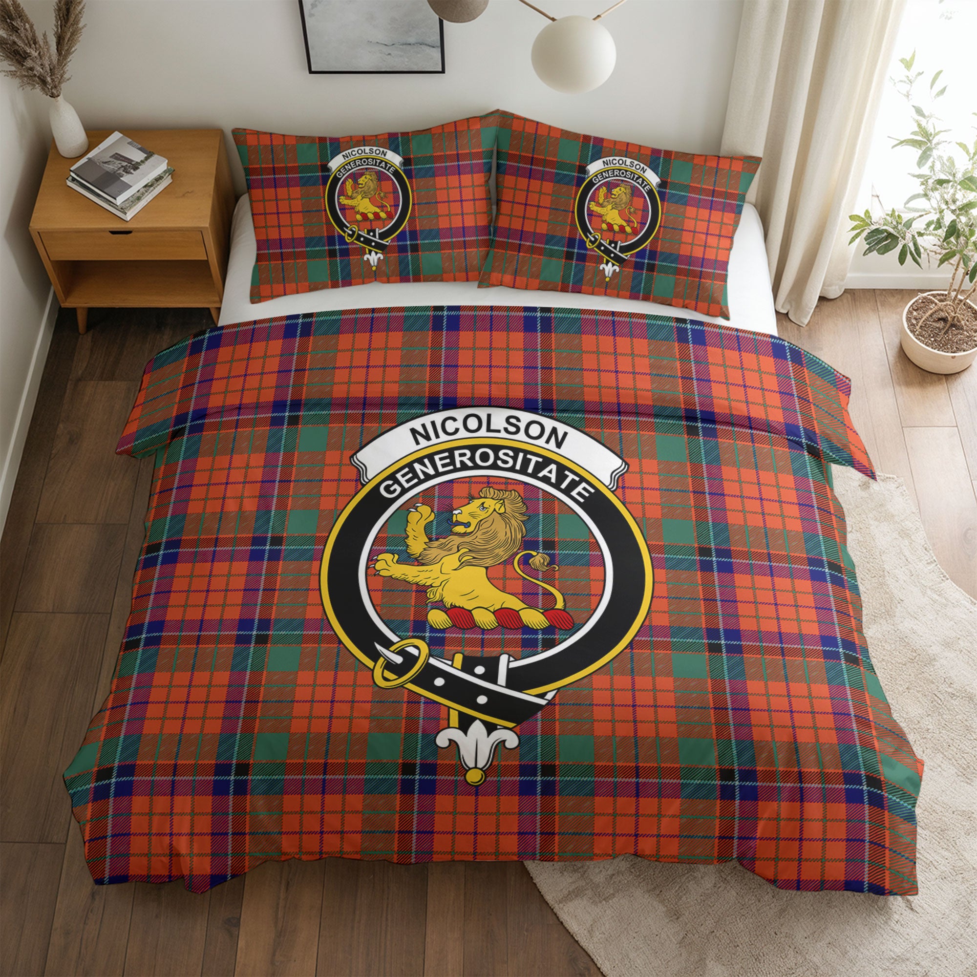 Nicolson Ancient Old Tartan Crest Bedding Set