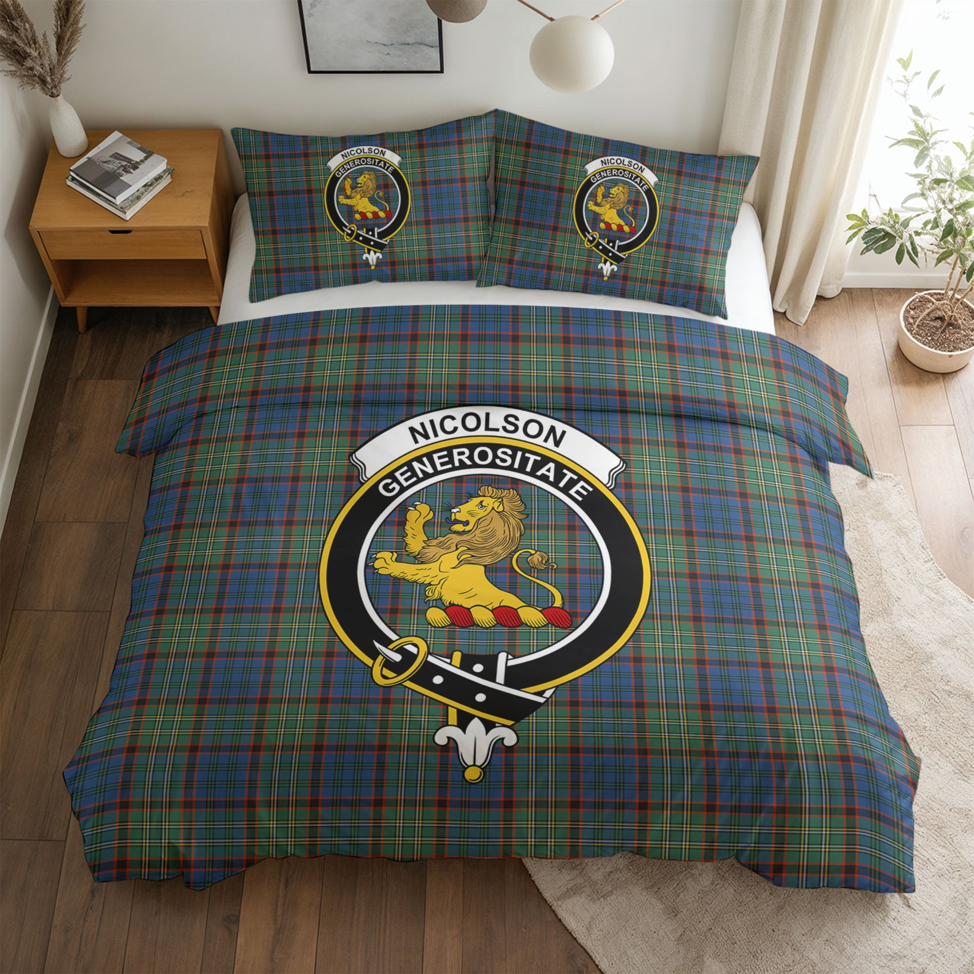 Nicolson Hunting Ancient Tartan Crest Bedding Set