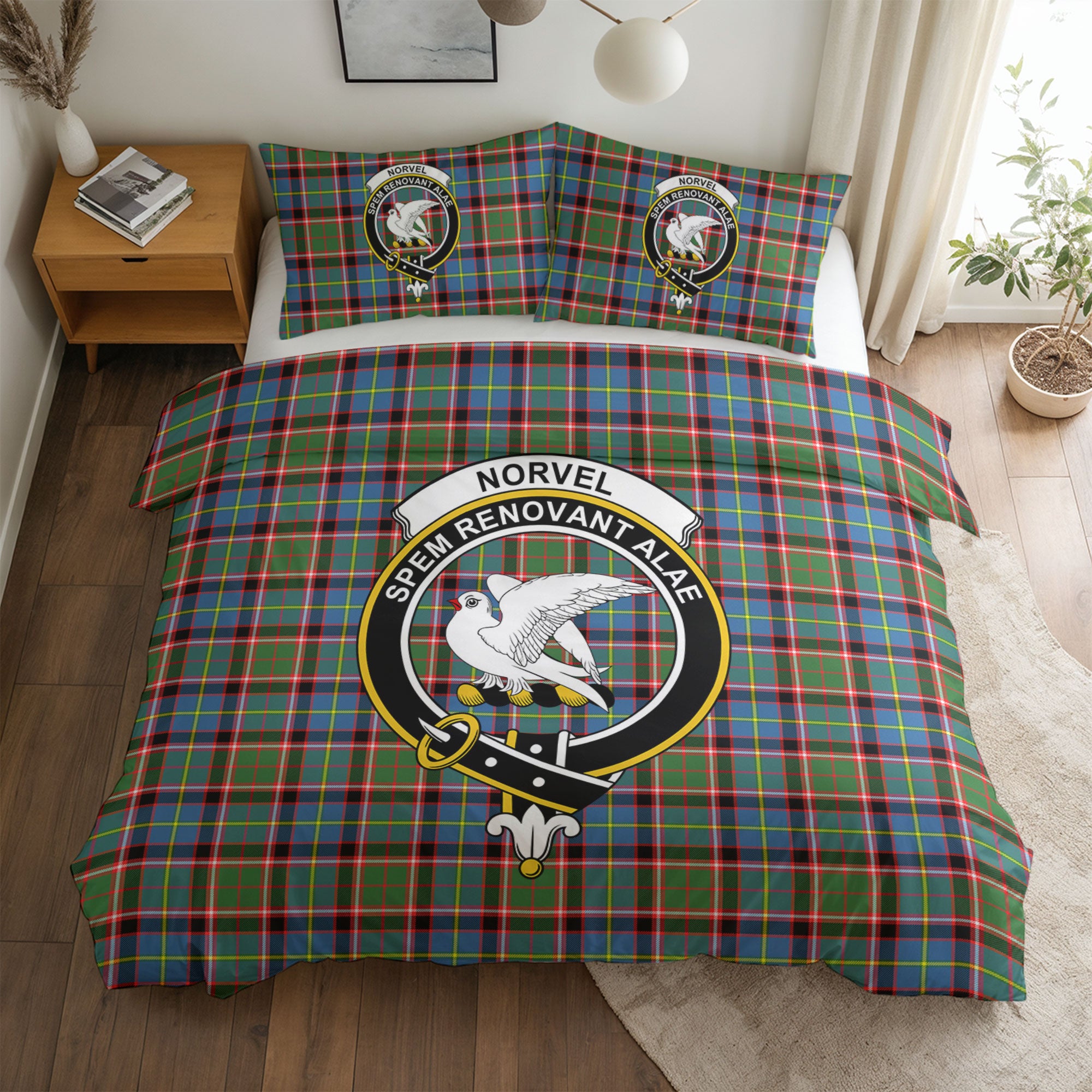 Norvel (or Norvill) Tartan Crest Bedding Set