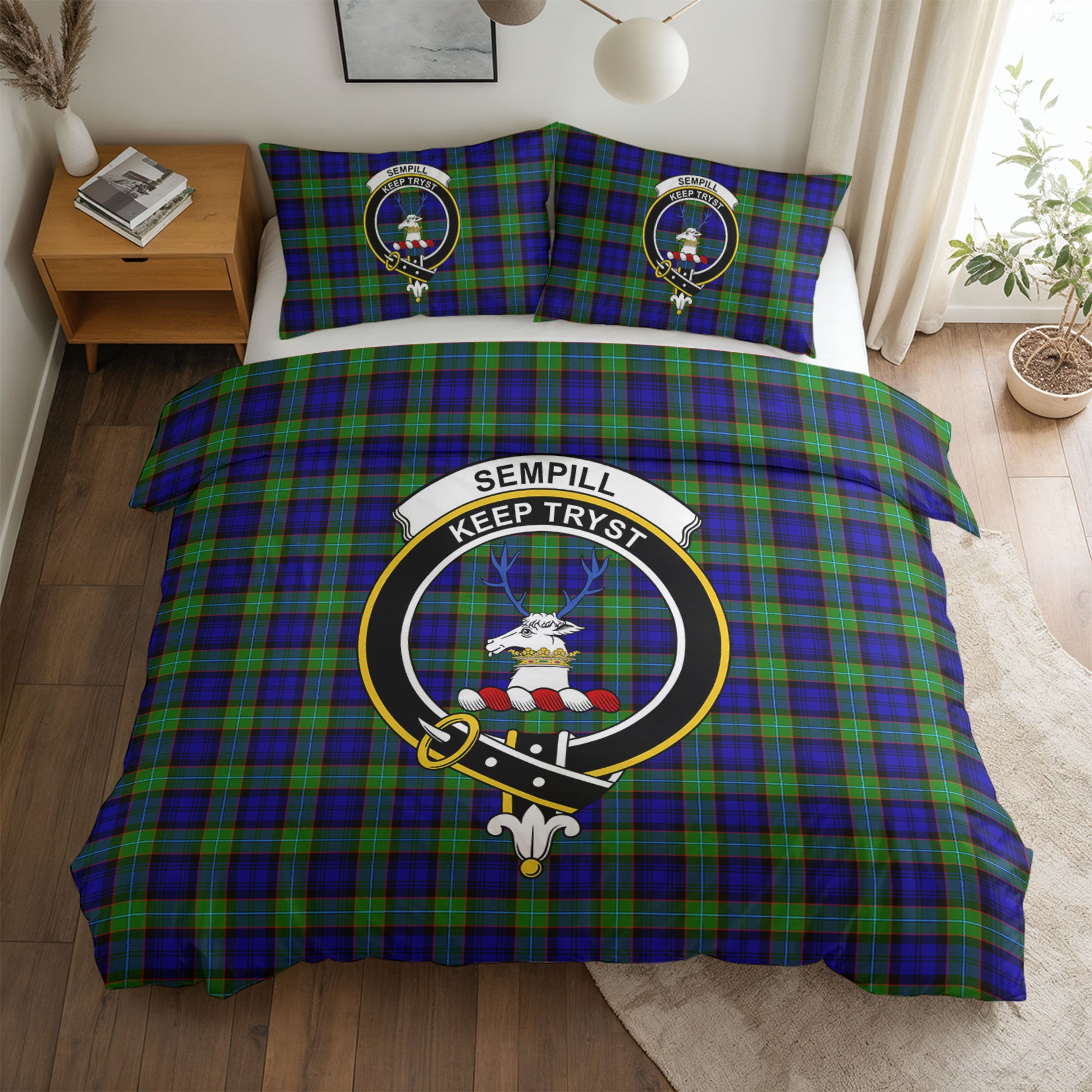 Sempill Modern Tartan Crest Bedding Set