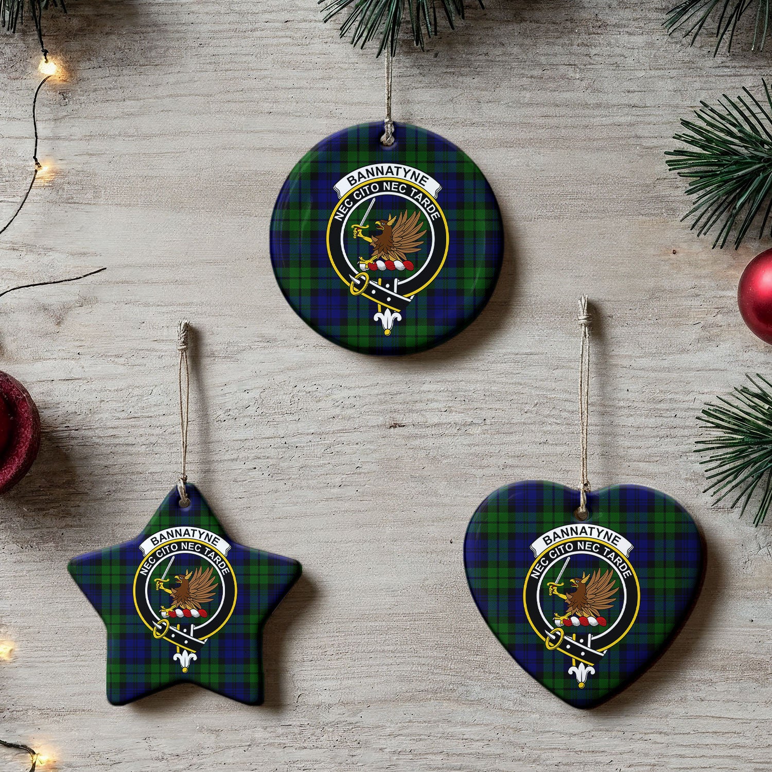 Bannatyne Tartan Crest Christmas Ceramic Ornament