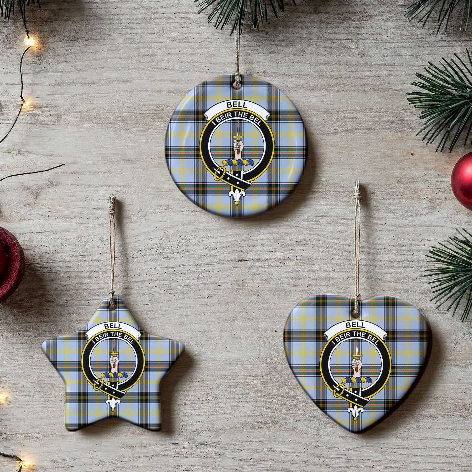 Bell of the Borders Tartan Crest Christmas Ceramic Ornament