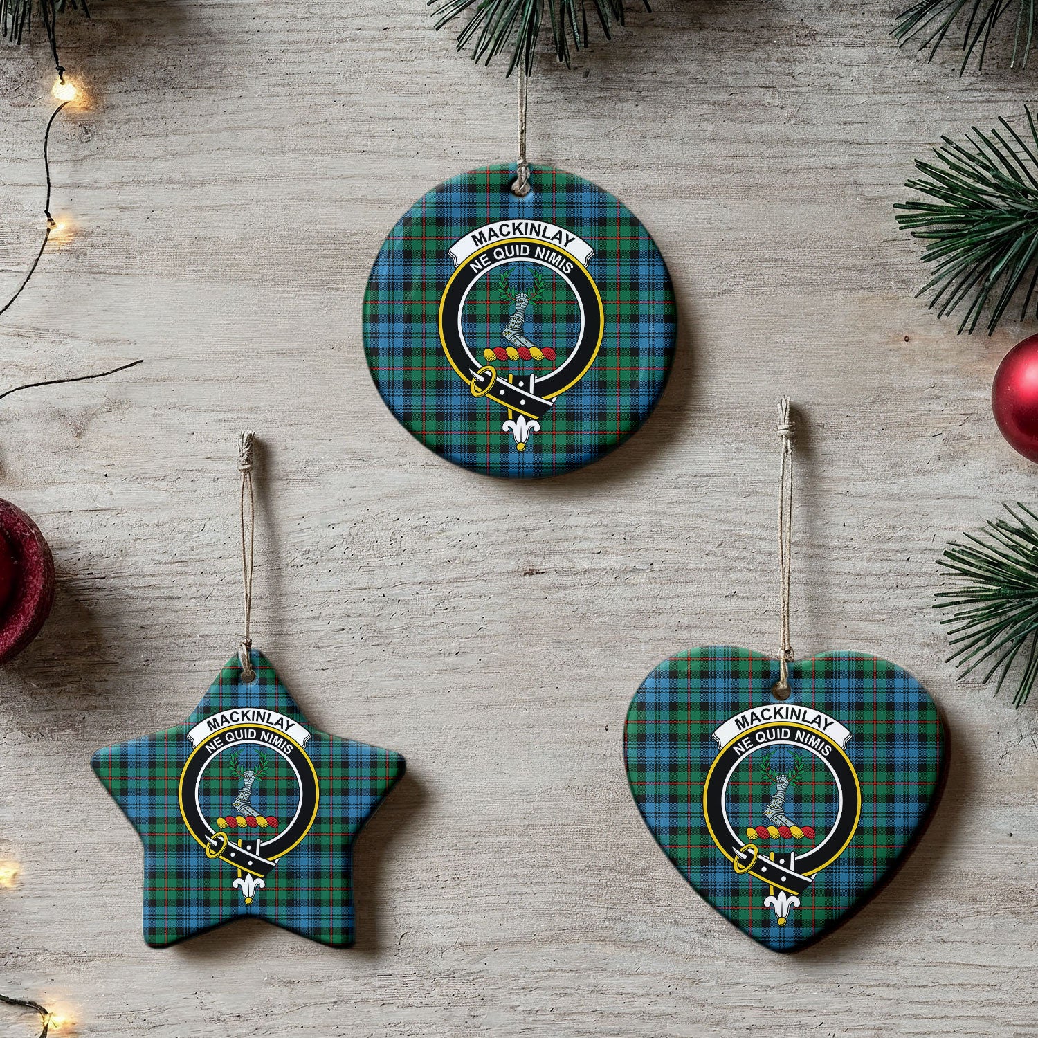 MacKinlay Ancient Tartan Crest Christmas Ceramic Ornament