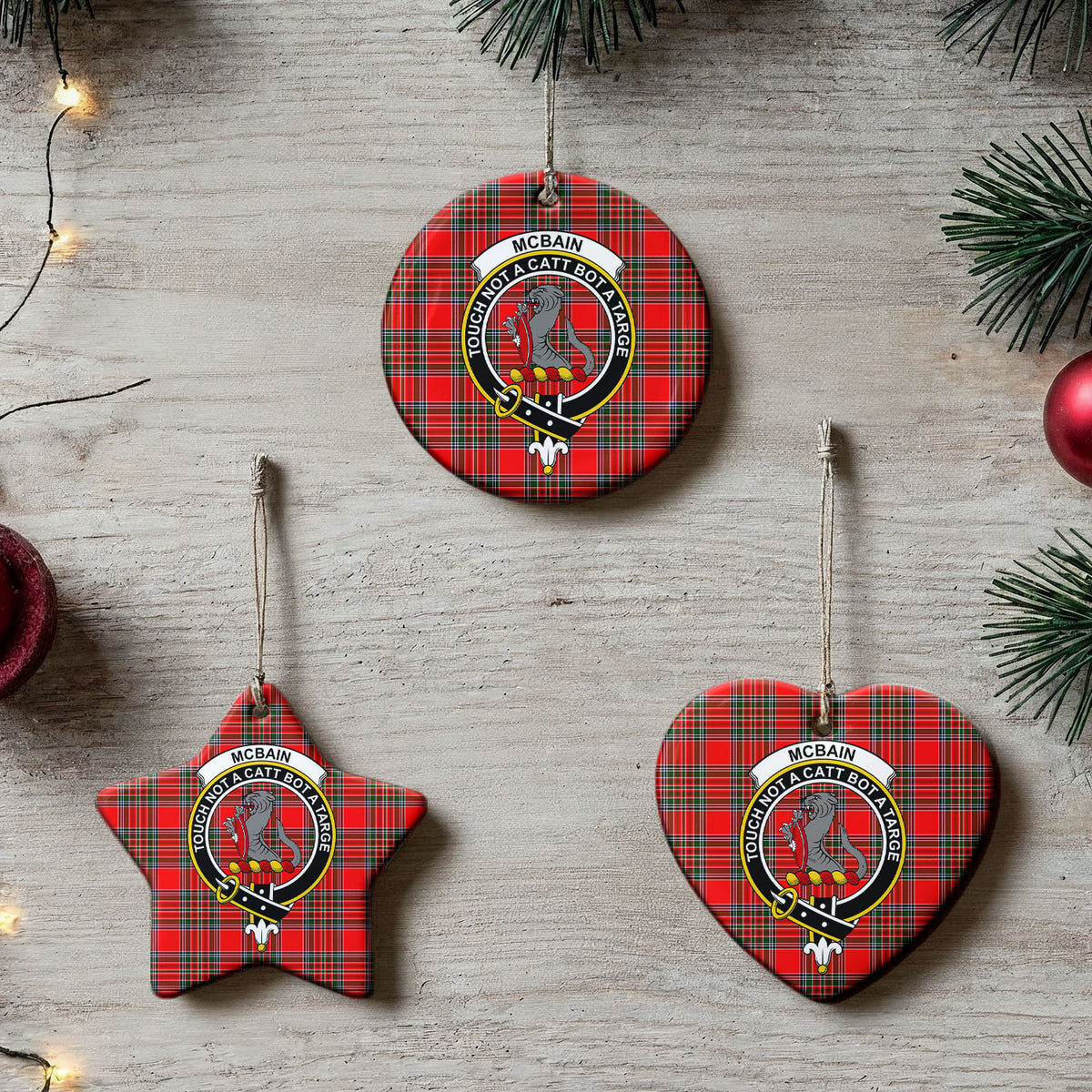 McBain Tartan Crest Christmas Ceramic Ornament