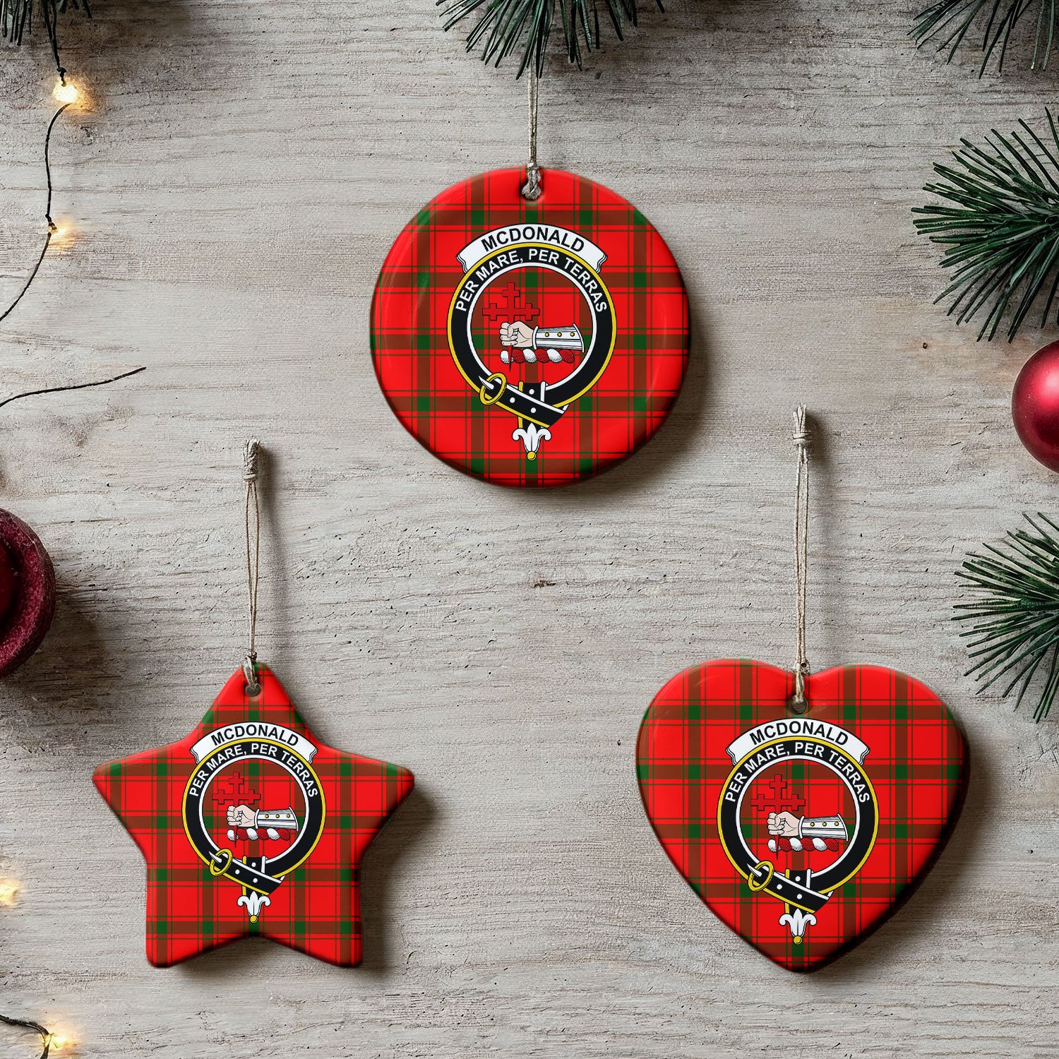 McDonald of Sleat Tartan Crest Christmas Ceramic Ornament