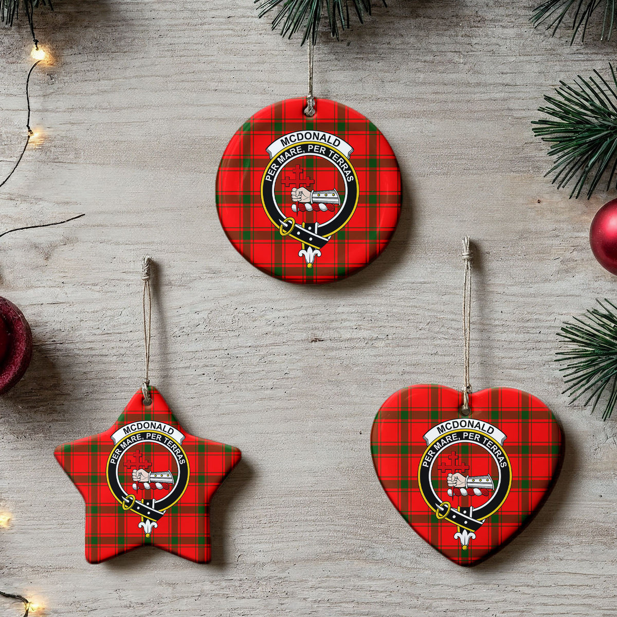 McDonald of Sleat Tartan Crest Christmas Ceramic Ornament