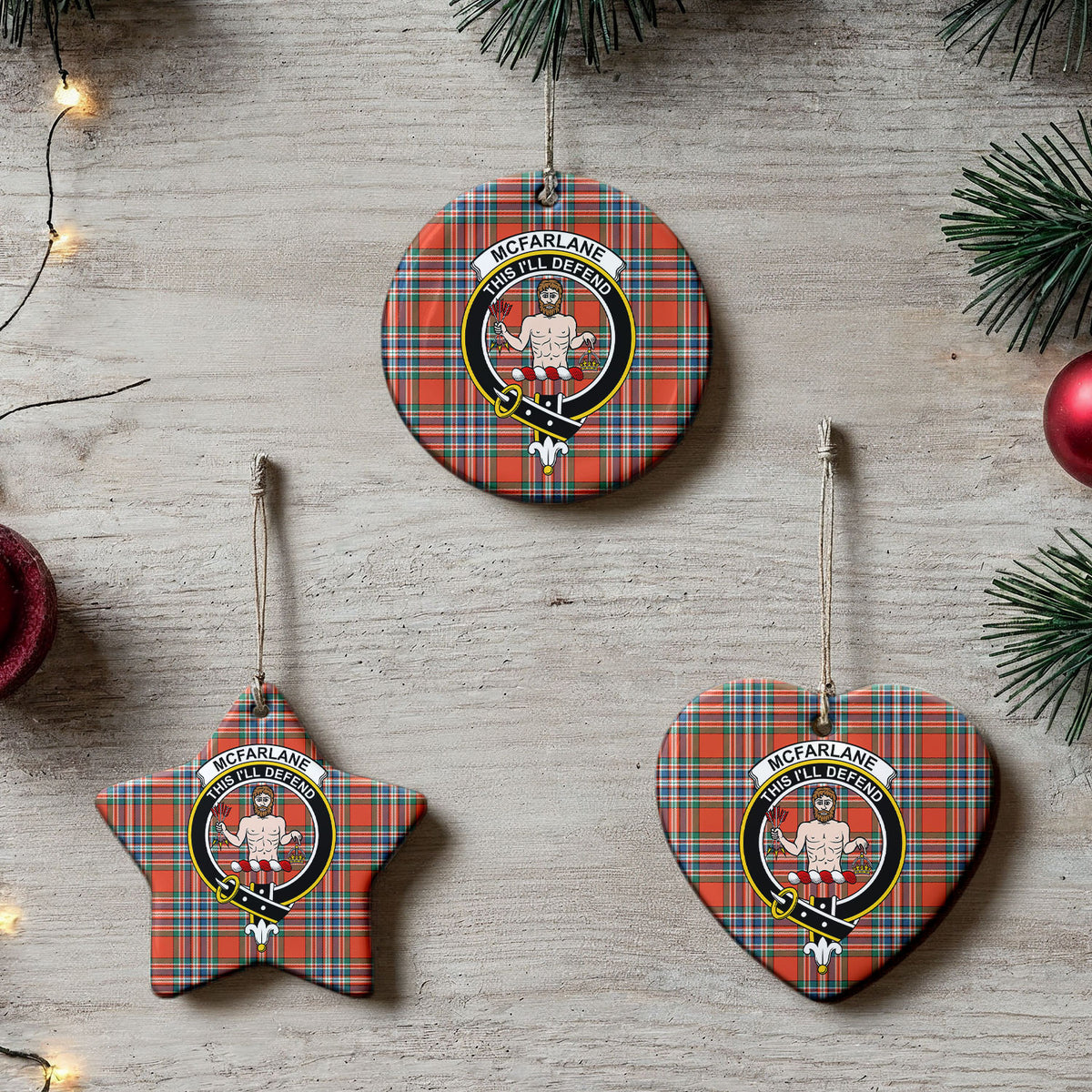 McFarlane Ancient Tartan Crest Christmas Ceramic Ornament