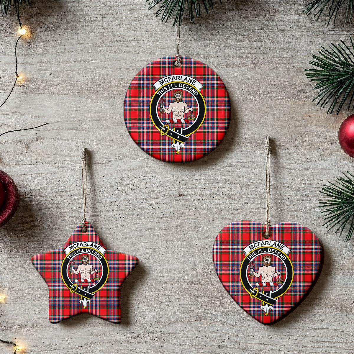 McFarlane Modern Tartan Crest Christmas Ceramic Ornament