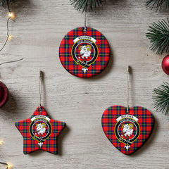 Ruthven Modern Tartan Crest Christmas Ceramic Ornament