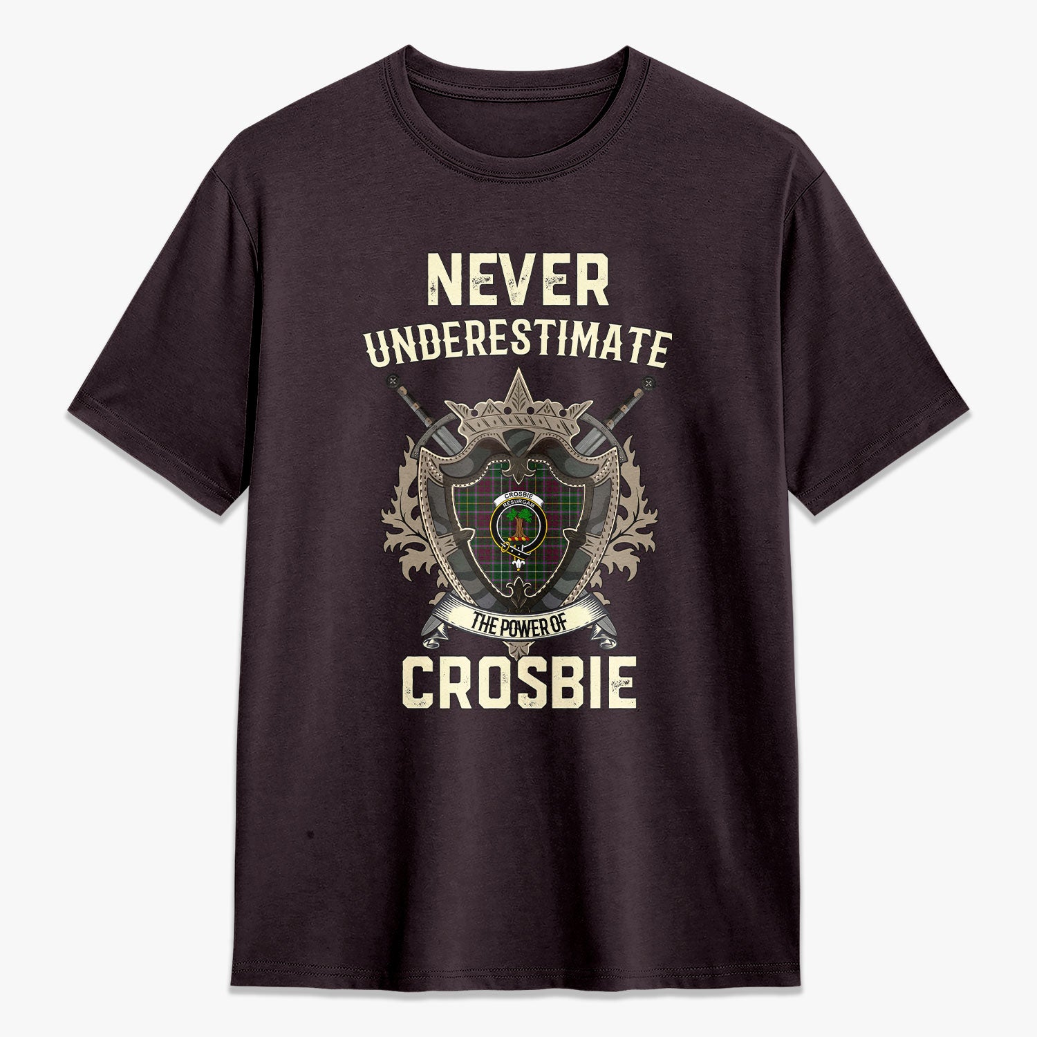 Crosbie Tartan Crest 2D T-shirt - Never Underestimate Style