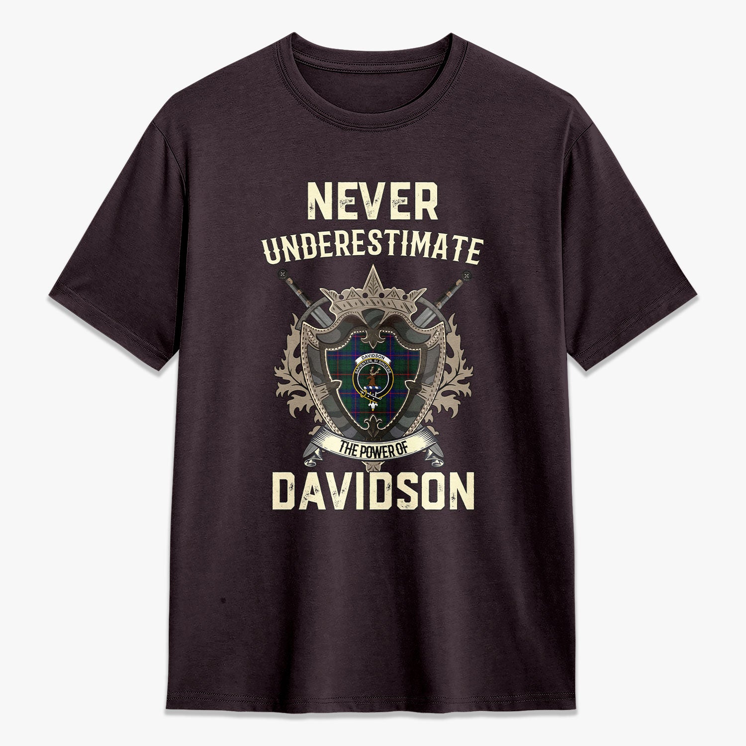 Davidson Modern Tartan Crest 2D T-shirt - Never Underestimate Style