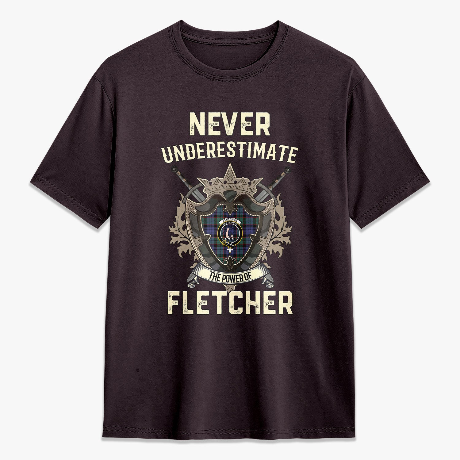 Fletcher Modern Tartan Crest 2D T-shirt - Never Underestimate Style