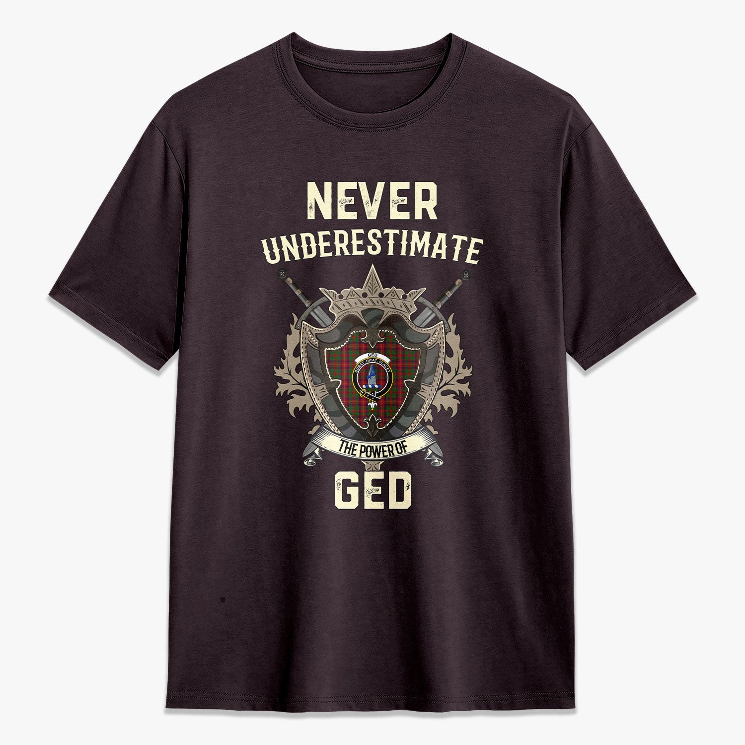 Ged Tartan Crest 2D T-shirt - Never Underestimate Style