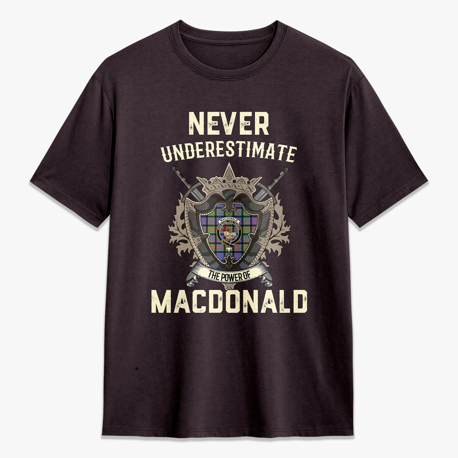 MacDonald Ancient Tartan Crest 2D T-shirt - Never Underestimate Style