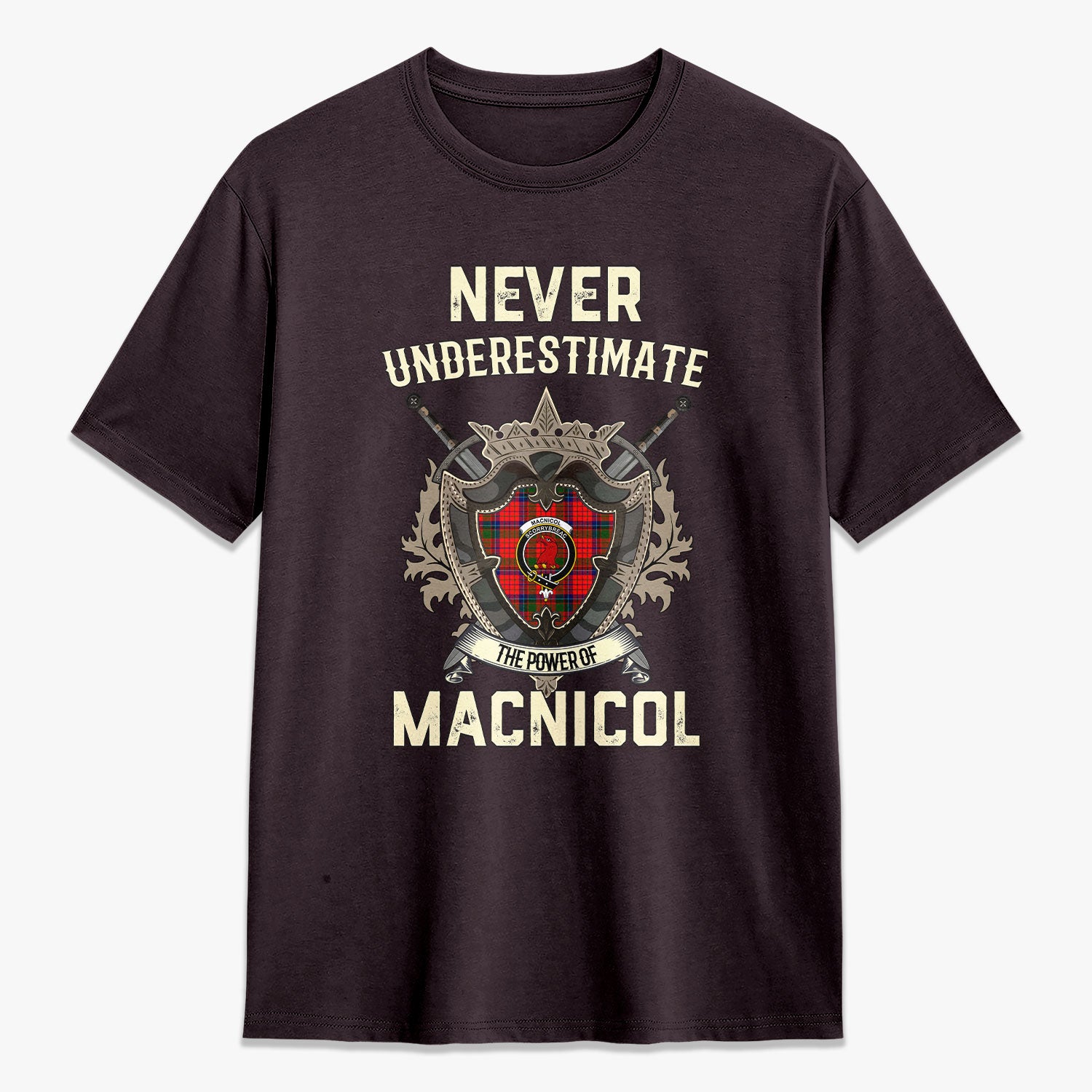 MacNicol (of Scorrybreac) Tartan Crest 2D T-shirt - Never Underestimate Style