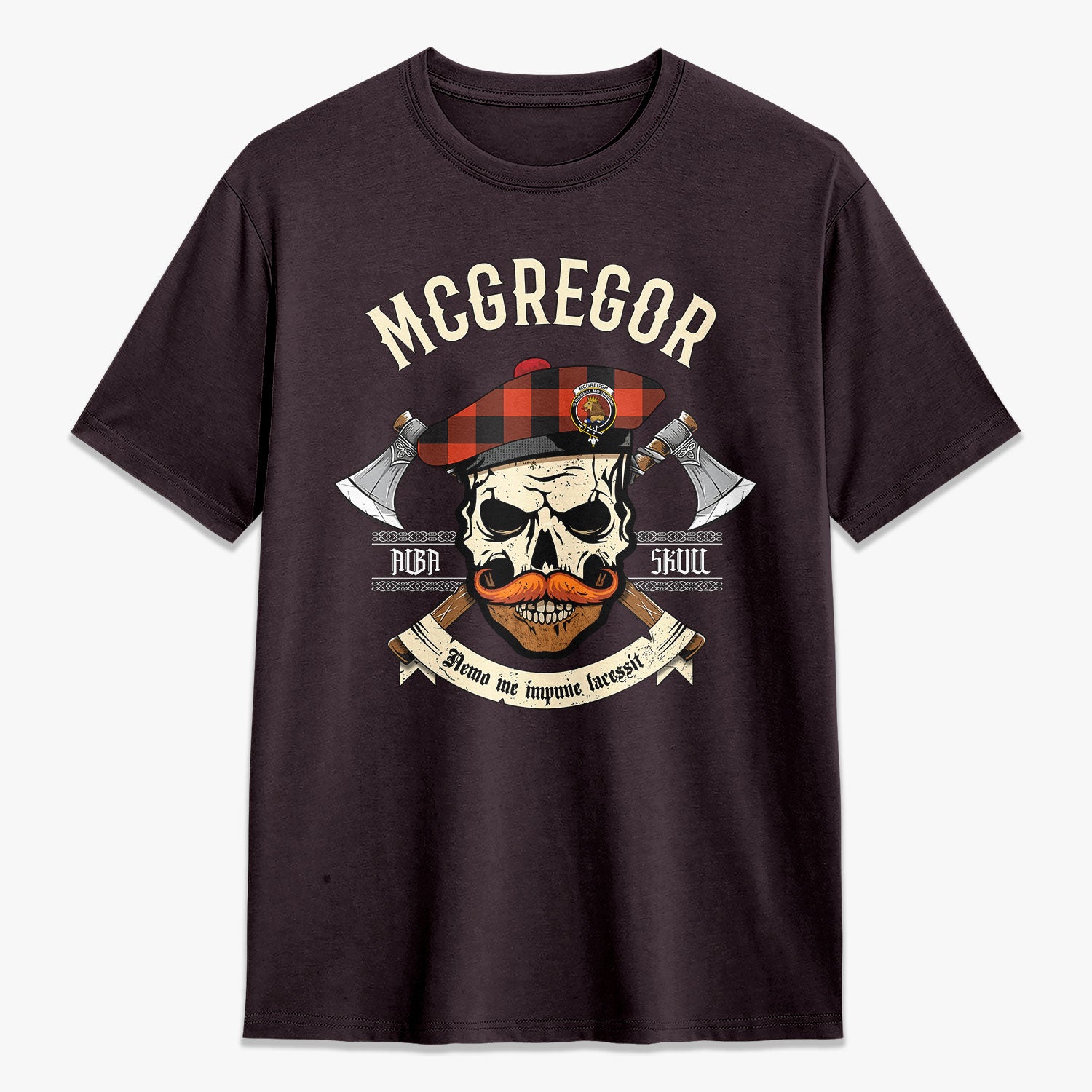 McGregor Rob Roy Ancient Tartan Crest 2D T-shirt - Alba Skull Style