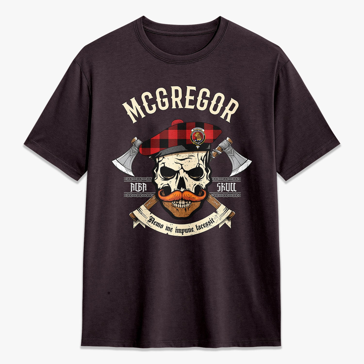 McGregor Rob Roy Modern Tartan Crest 2D T-shirt - Alba Skull Style