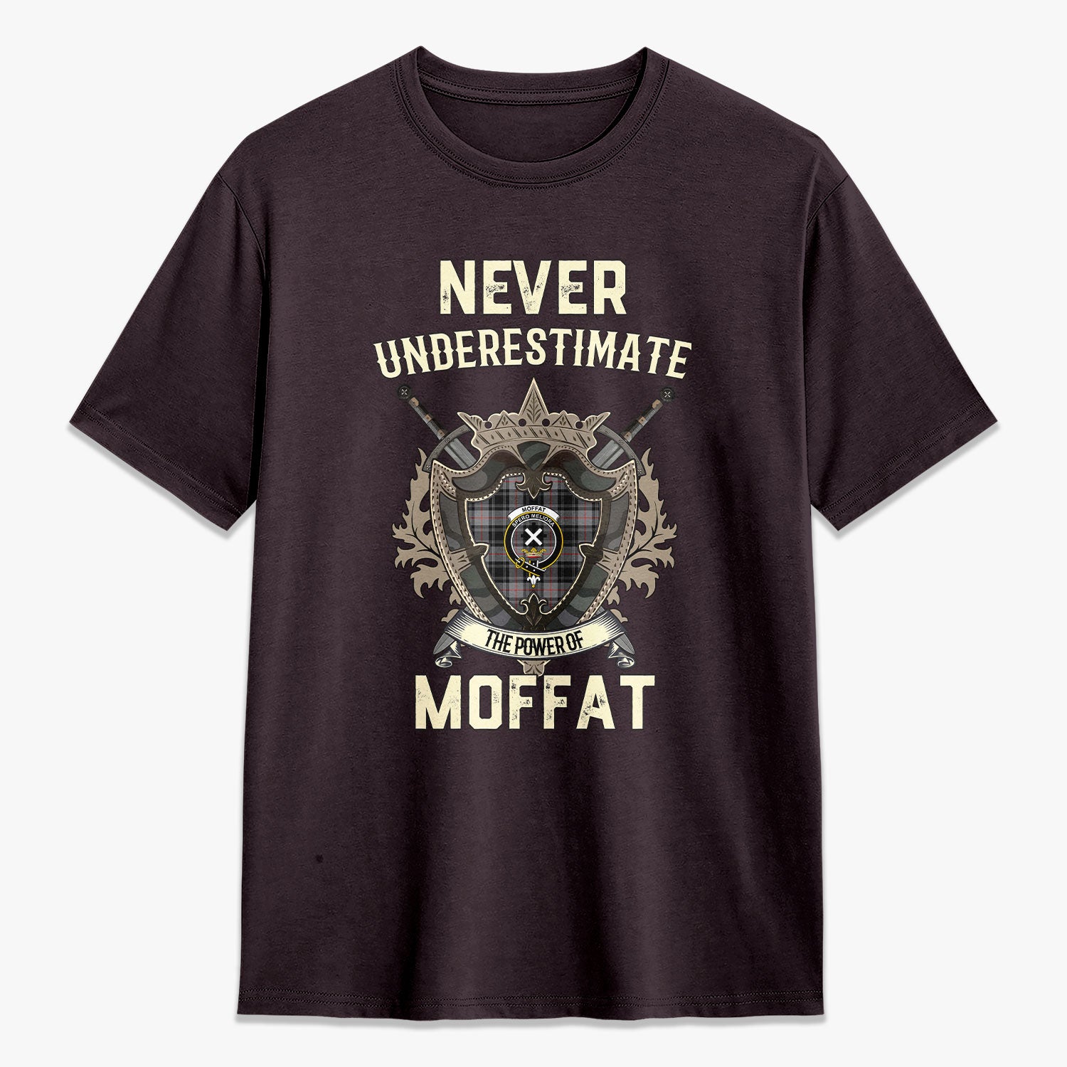Moffat Modern Tartan Crest 2D T-shirt - Never Underestimate Style