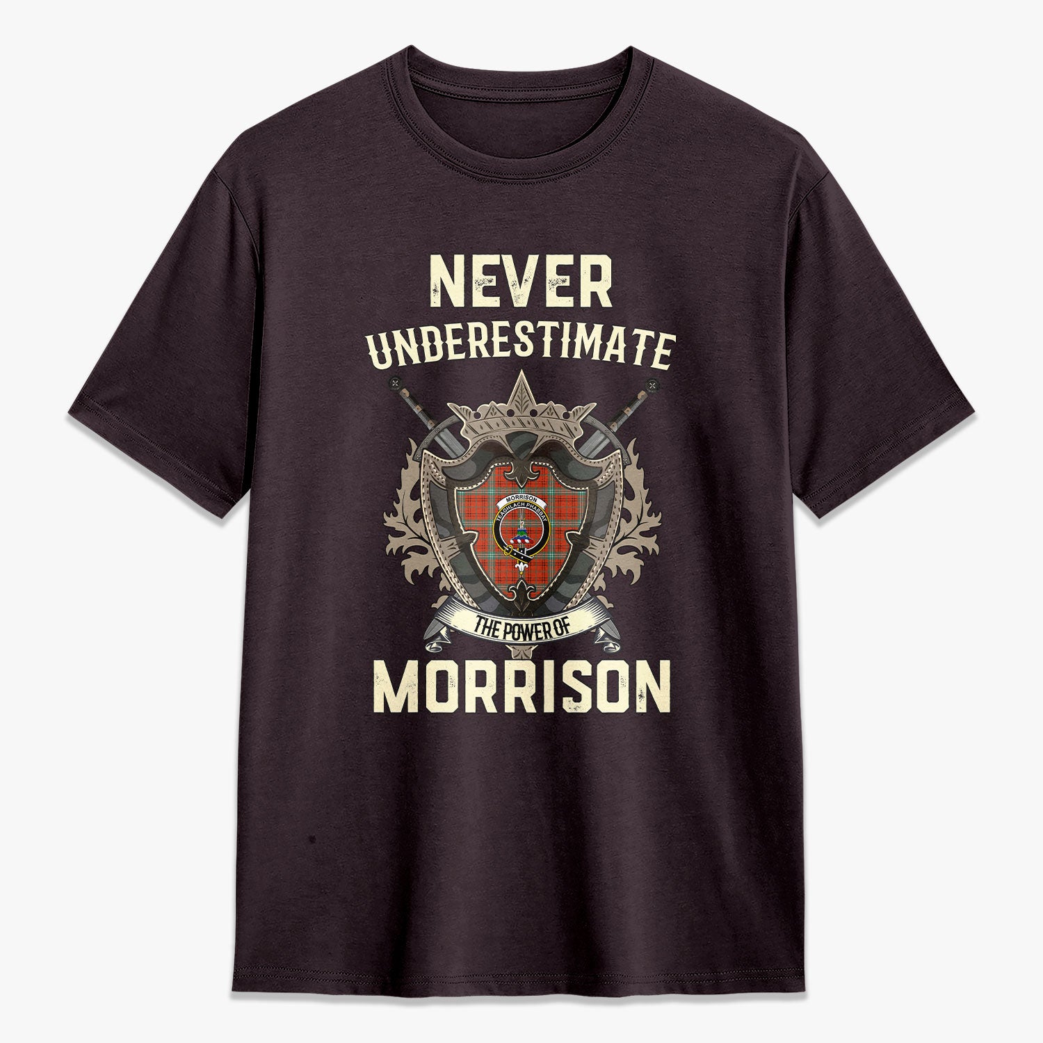 Morrison Red Ancient Tartan Crest 2D T-shirt - Never Underestimate Style