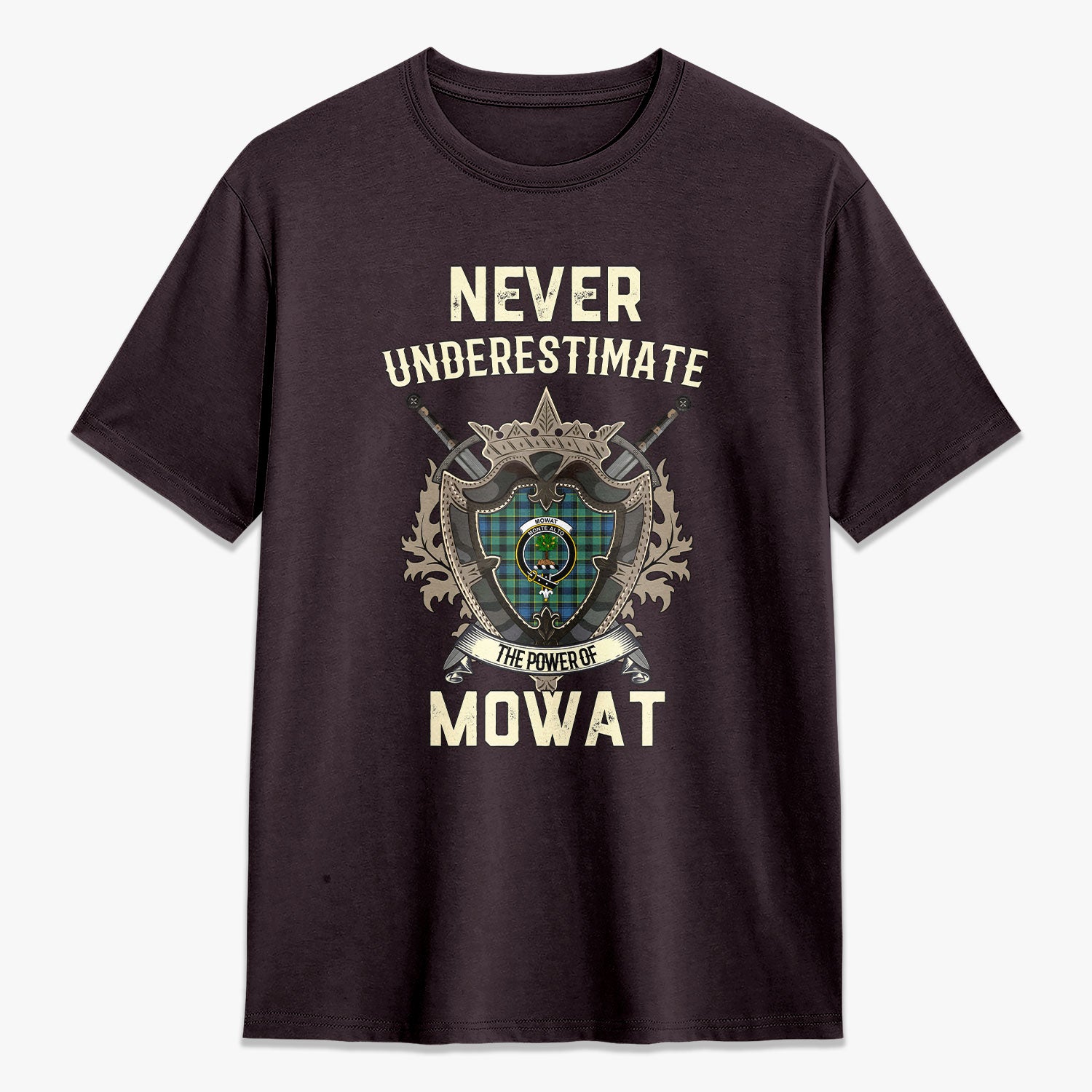 Mowat Ancient Tartan Crest 2D T-shirt - Never Underestimate Style