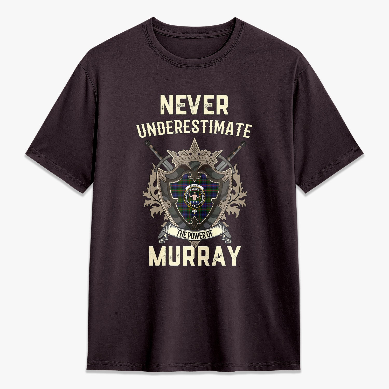 Murray of Atholl Modern Tartan Crest 2D T-shirt - Never Underestimate Style