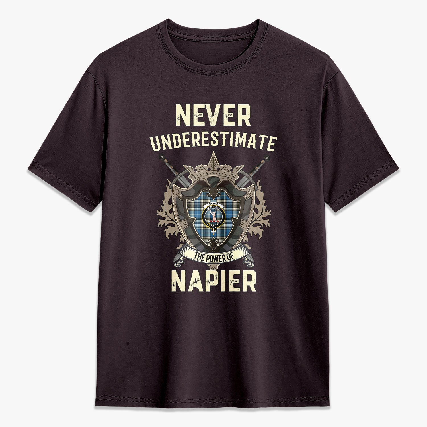 Napier Ancient Tartan Crest 2D T-shirt - Never Underestimate Style