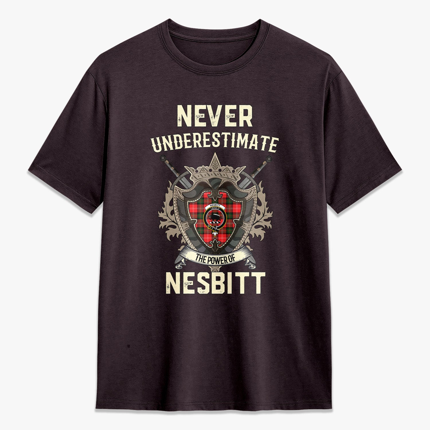 Nesbitt Modern Tartan Crest 2D T-shirt - Never Underestimate Style