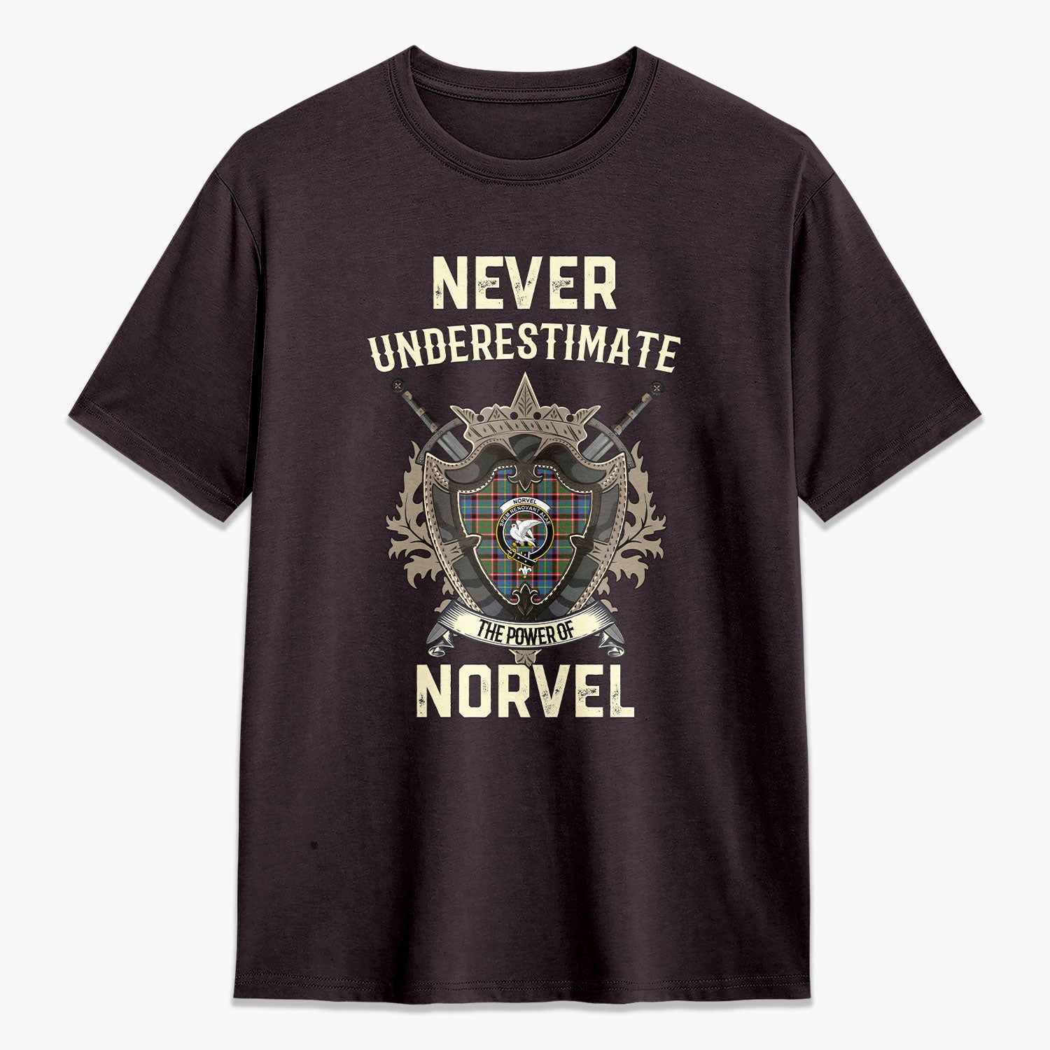 Norvel (or Norvill) Tartan Crest 2D T-shirt - Never Underestimate Style