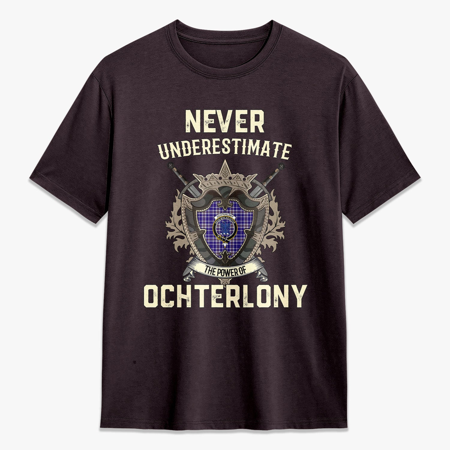 Ochterlony Tartan Crest 2D T-shirt - Never Underestimate Style