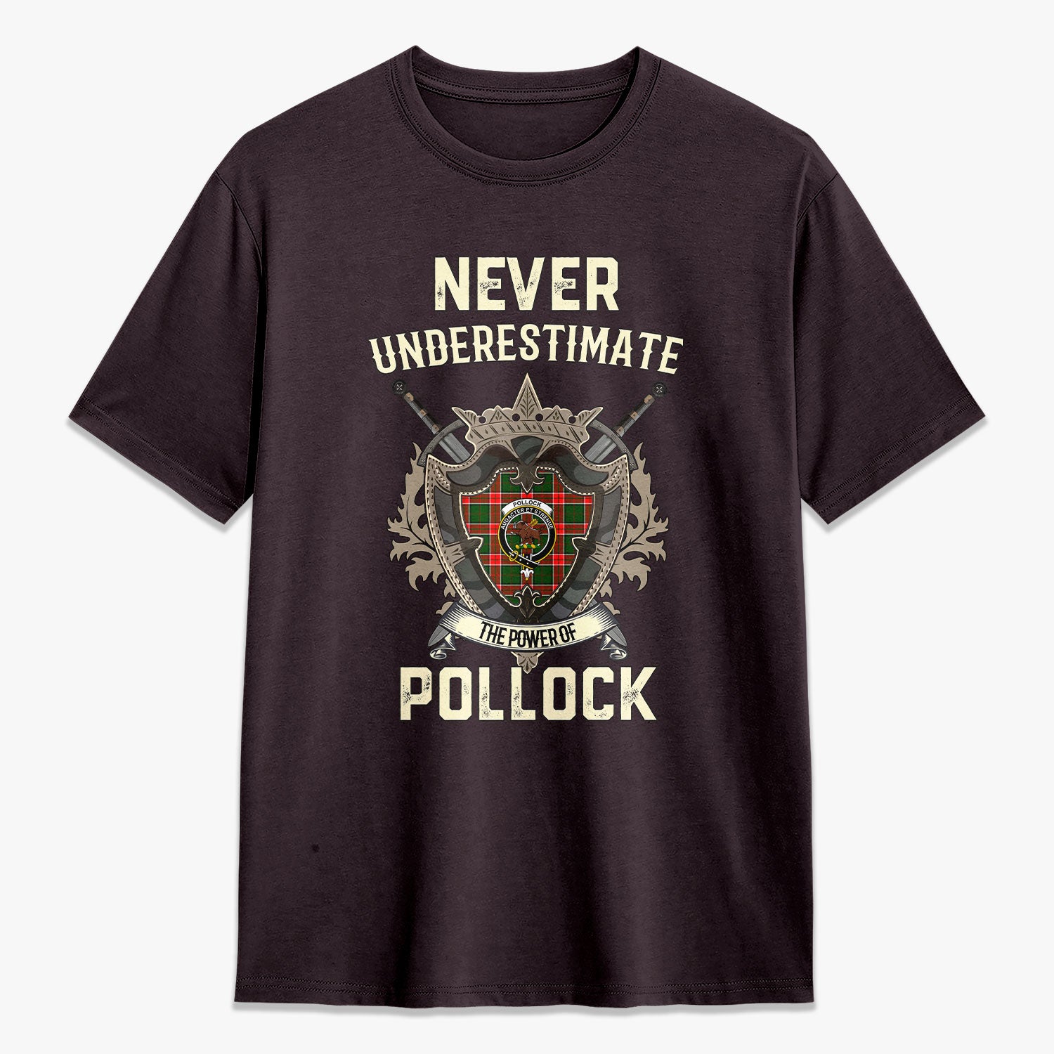 Pollock Tartan Crest 2D T-shirt - Never Underestimate Style