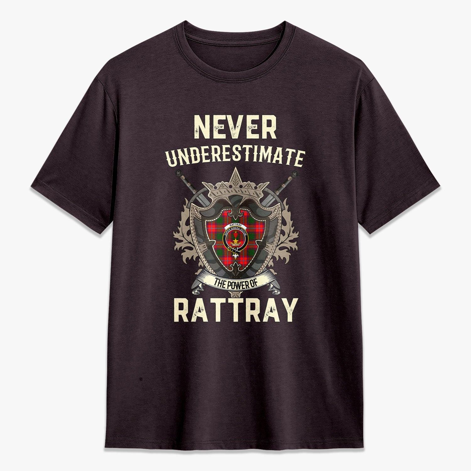 Rattray Modern Tartan Crest 2D T-shirt - Never Underestimate Style