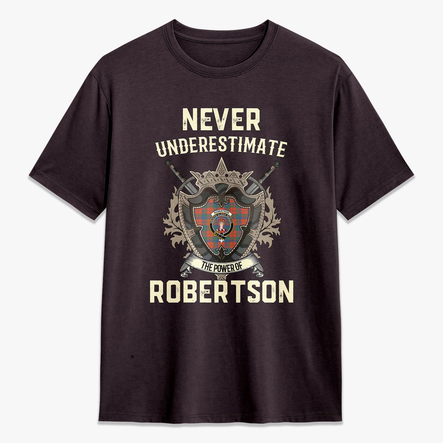 Robertson Ancient Tartan Crest 2D T-shirt - Never Underestimate Style